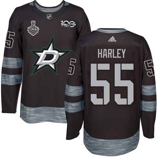 Adidas Men Dallas Stars #55 Thomas Harley Black 1917-2017 100th Anniversary 2020 Stanley Cup Final Stitched NHL Jersey->dallas stars->NHL Jersey